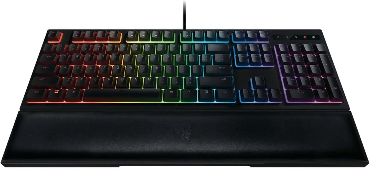 Ornata Chroma Gaming Keyboard: Hybrid Mechanical Key Switches - Customizable Chroma RGB Lighting - Individually Backlit Keys - Detachable Plush Wrist Rest - Programmable Macro Functionality