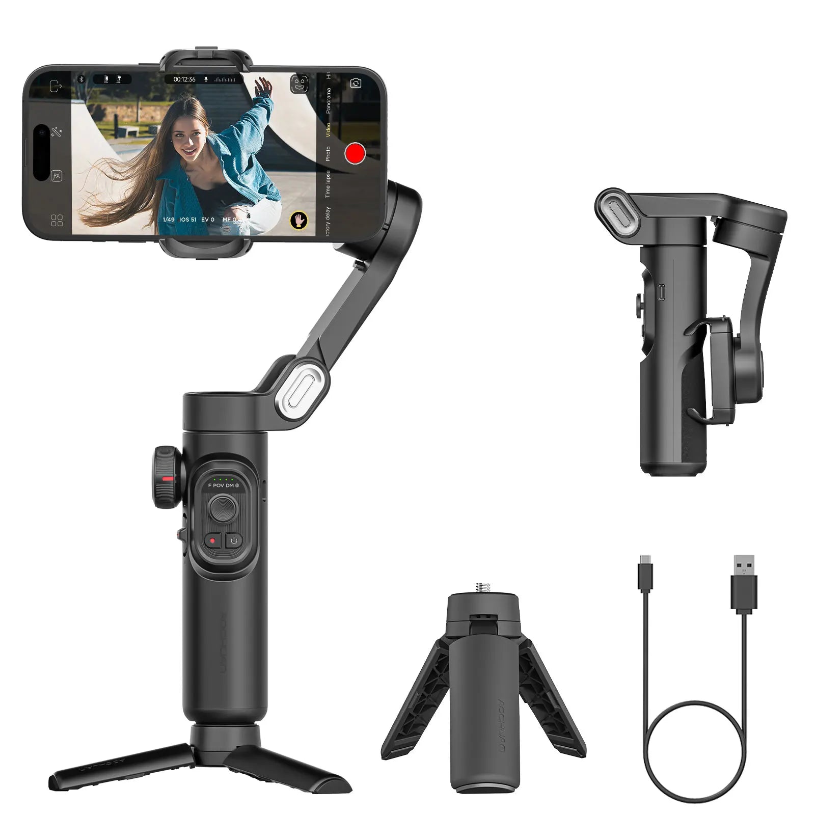 Smart XE Kit Gimbal Stabilizer for Smartphone Iphone Video Recording Magnetic Fill Light 3-Axis Foldable Android Gimble