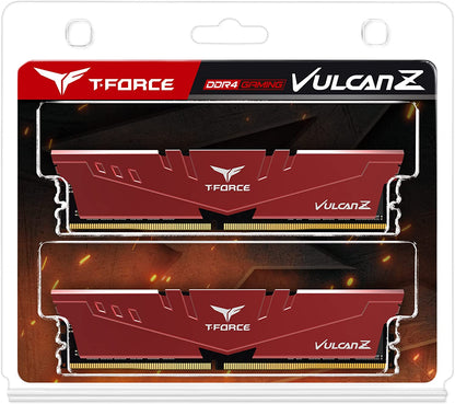 T-Force Vulcan Z DDR4 16GB Kit (2X8Gb) 3200Mhz (PC4-25600) CL16 Desktop Memory Module Ram (Red) - TLZRD416G3200HC16CDC01