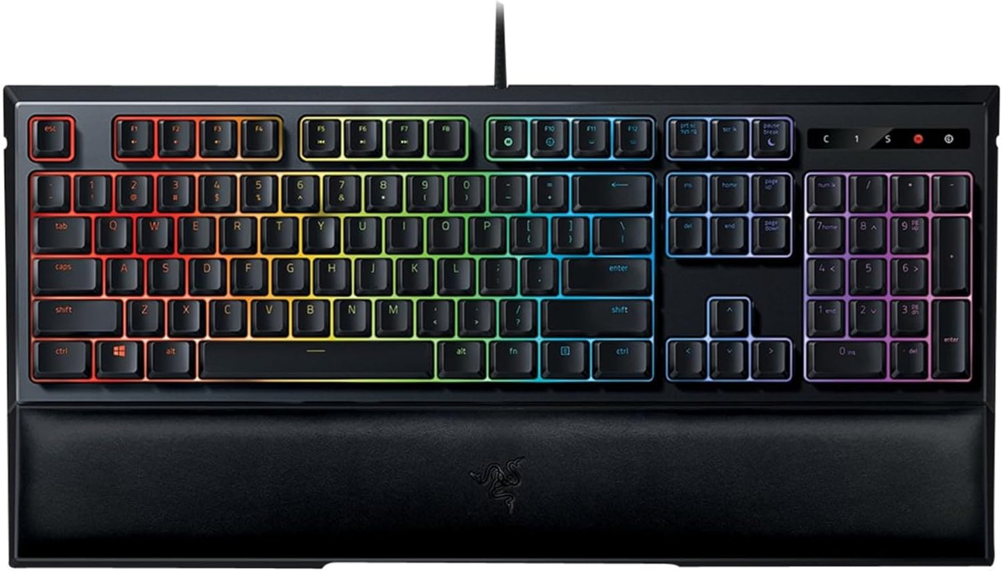 Ornata Chroma Gaming Keyboard: Hybrid Mechanical Key Switches - Customizable Chroma RGB Lighting - Individually Backlit Keys - Detachable Plush Wrist Rest - Programmable Macro Functionality